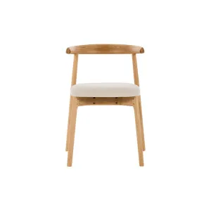 Ollie Dining Chair - Oak/Beige Fabric by Lounge Lovers, a Dining Chairs for sale on Style Sourcebook