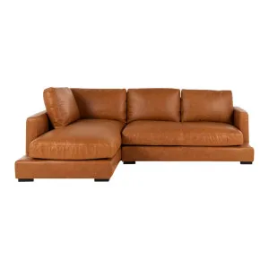 Long Beach Mini Leather Left Corner Sofa - Phoenix Tan by Lounge Lovers, a Sofas for sale on Style Sourcebook
