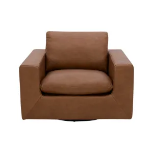 Hudson Leather Swivel Armchair - Tuscany Tan by Lounge Lovers, a Chairs for sale on Style Sourcebook