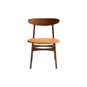 Oskar Dining Chair - Walnut Brown/Tan Leather by Lounge Lovers, a Dining Chairs for sale on Style Sourcebook