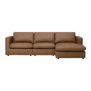Hudson Mini Leather Right Chaise Sofa - Tuscany Tan by Lounge Lovers, a Sofas for sale on Style Sourcebook