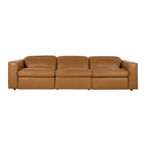 Abode Leather 4 Seat Recliner Sofa - Grange Tan by Lounge Lovers, a Chairs for sale on Style Sourcebook
