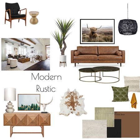 Rustic Modern Living Room Interior Design Mood Board by missmo - Style ...