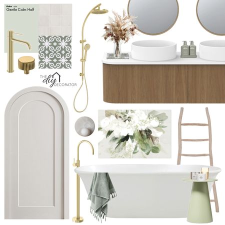 Green bathroom Interior Design Mood Board by Thediydecorator - Style ...