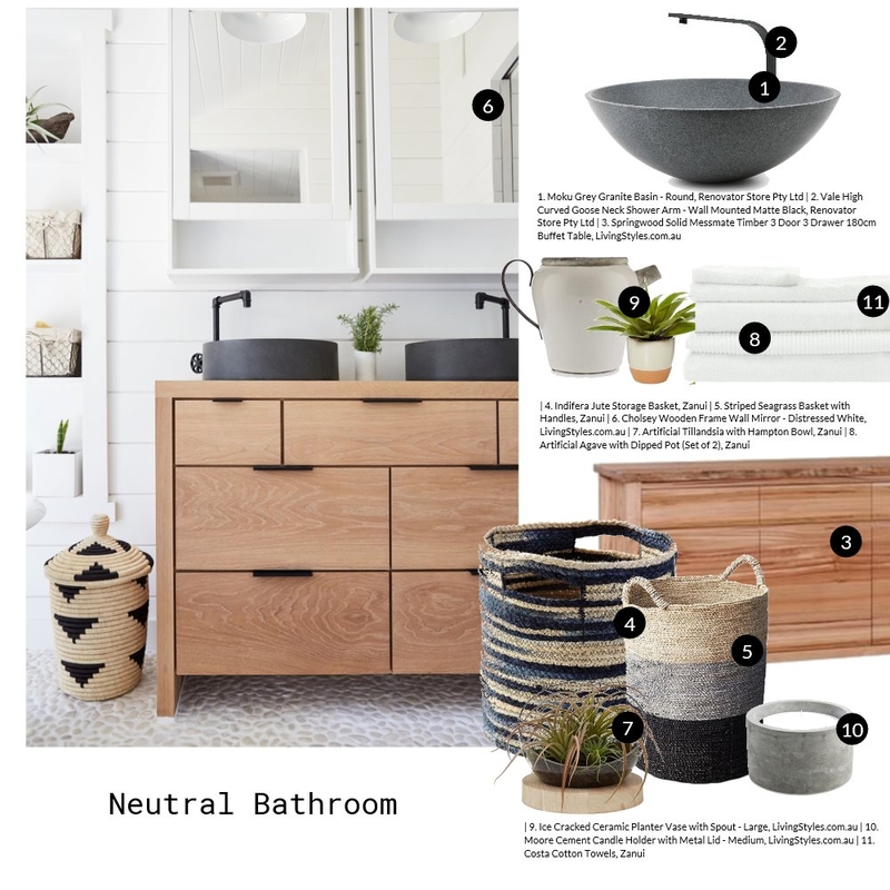 Neutral Bathroom Mood Board by Jo Taylor on Style Sourcebook