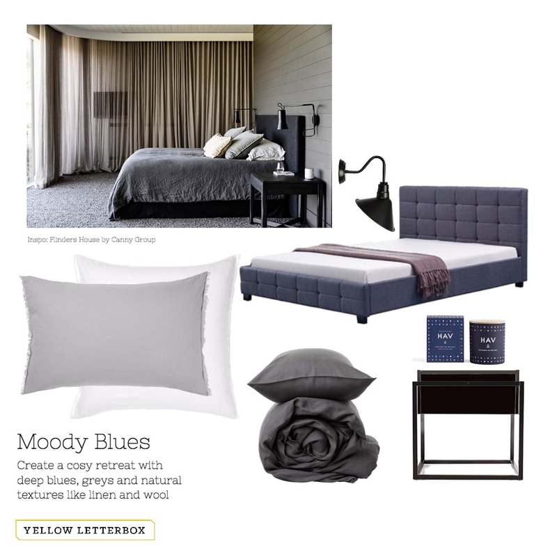Moody Blues bedroom Mood Board by Yellow Letterbox on Style Sourcebook