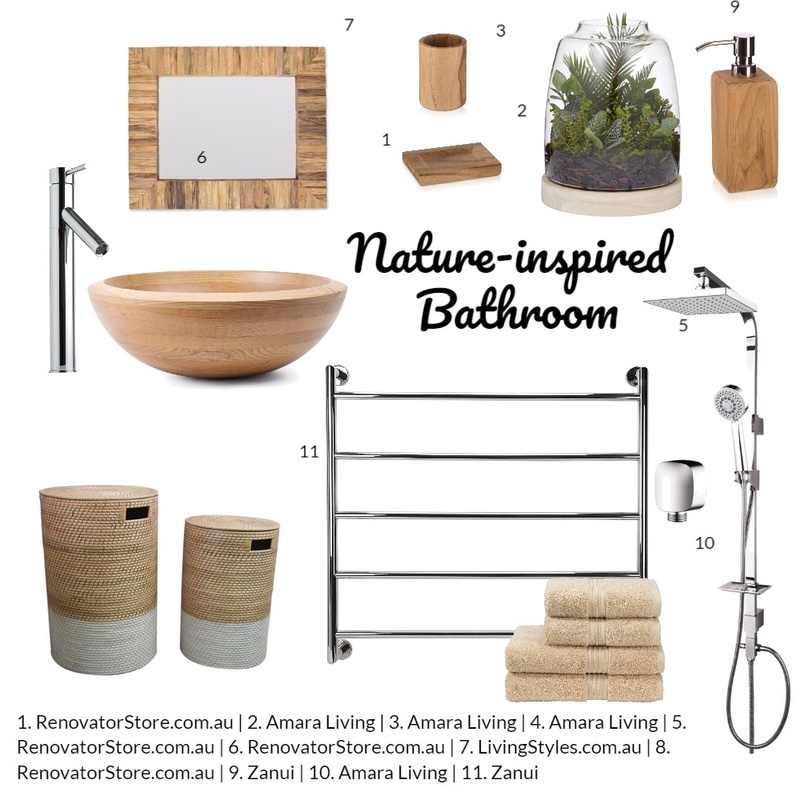 Nature themed bathroom Mood Board by renovatormate on Style Sourcebook