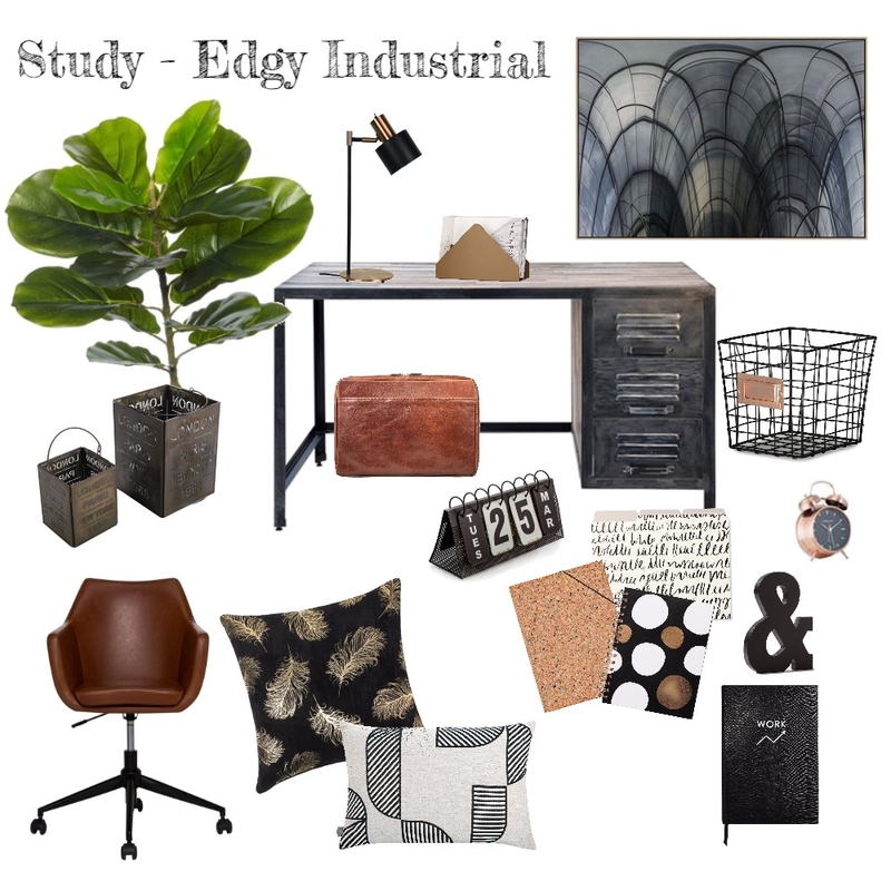Study - Edgy Industrial Mood Board by Harvey Interiors on Style Sourcebook