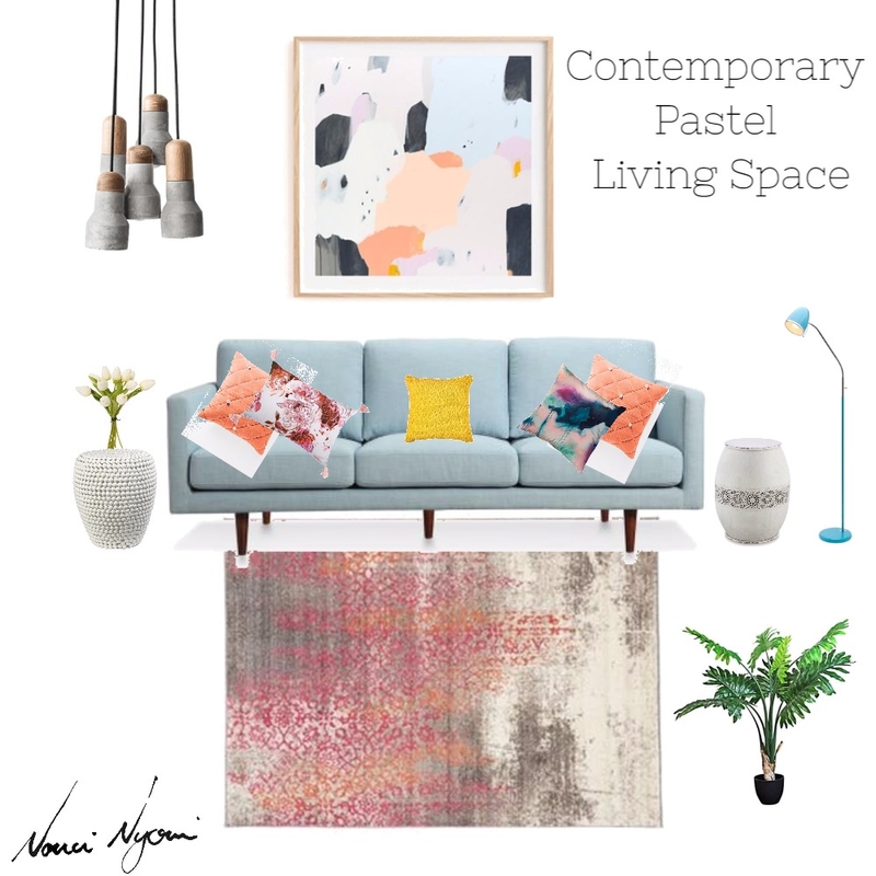 Contemporary Pastel Living Space Mood Board by Nonceba Nyoni on Style Sourcebook