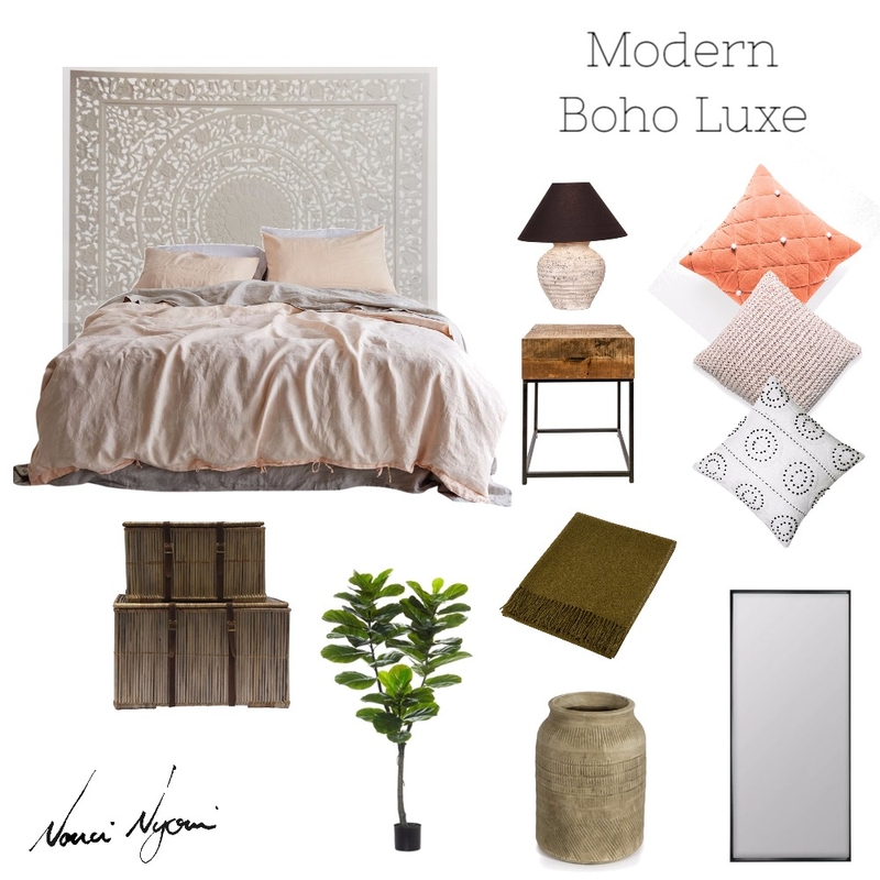 Modern Boho Luxe Bedroom Mood board Mood Board by Nonceba Nyoni on Style Sourcebook