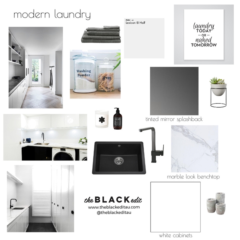 Modern Laundry Mood Board by THE BLACK EDIT on Style Sourcebook