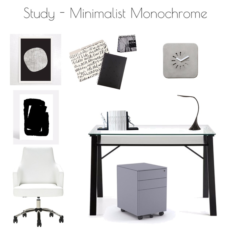 Study - Minimalist Monochrome Mood Board by Harvey Interiors on Style Sourcebook