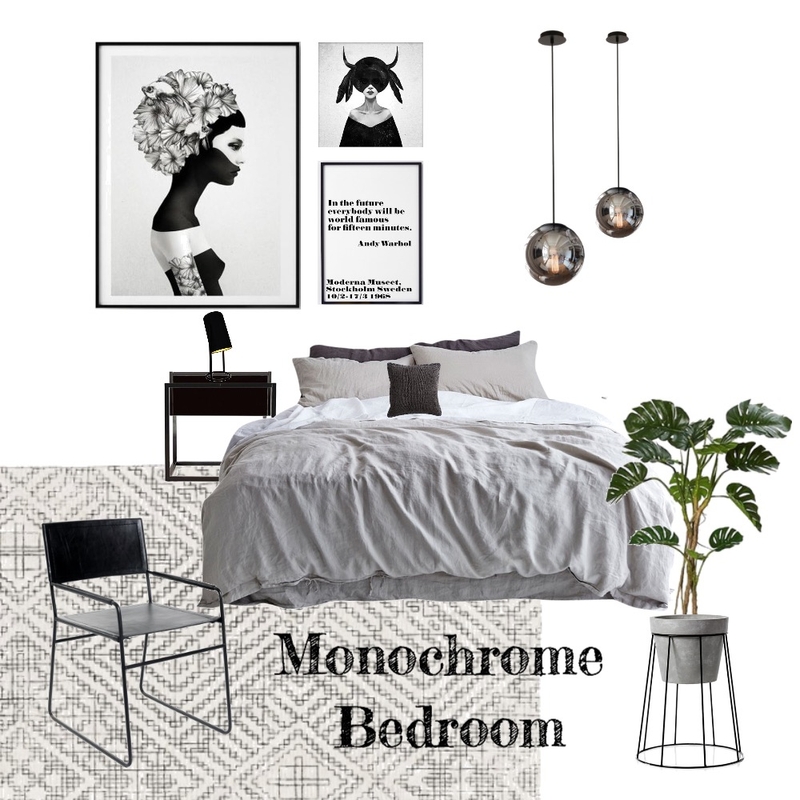 Monochrome Bedroom Mood Board by dearlittlehome on Style Sourcebook