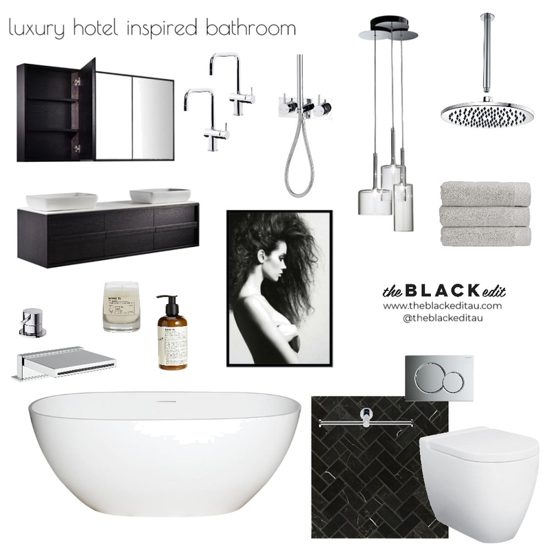 Luxury Hotel Inspired Bathroom Mood Board by THE BLACK EDIT on Style Sourcebook