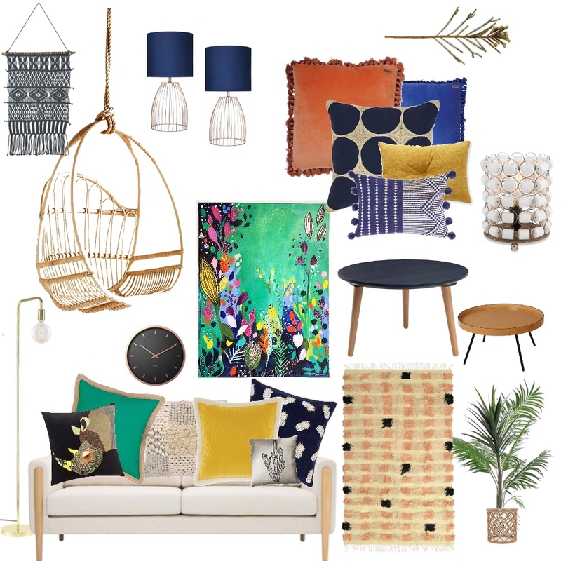 Eclectic Bohemian Living Room Mood Board by GreenStudioBlue on Style Sourcebook