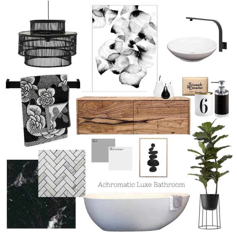 Achromatic Luxe Bathroom Mood Board by AnnabelFoster on Style Sourcebook