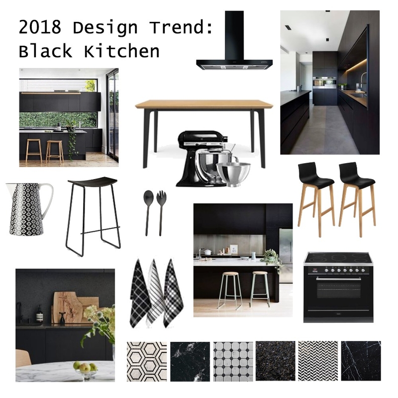 2018 Design Trend: Black Kitchen Mood Board by brightsidestyling on Style Sourcebook