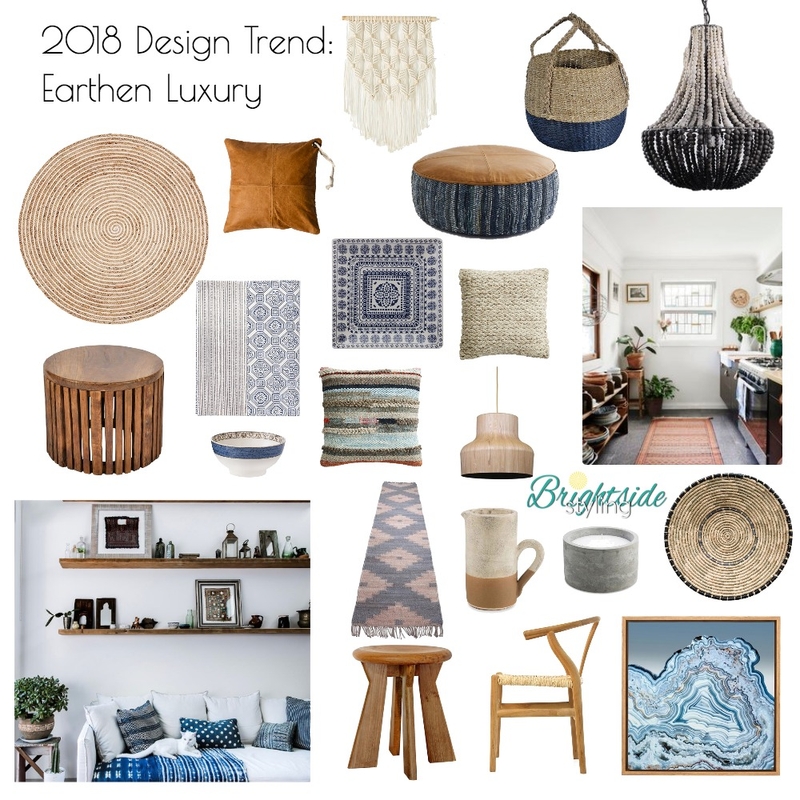 2018 Design Trend: Earthen Luxury Mood Board by brightsidestyling on Style Sourcebook