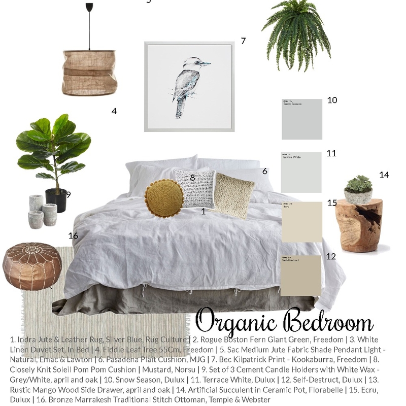 Organic Bedroom Mood Board by thebohemianstylist on Style Sourcebook