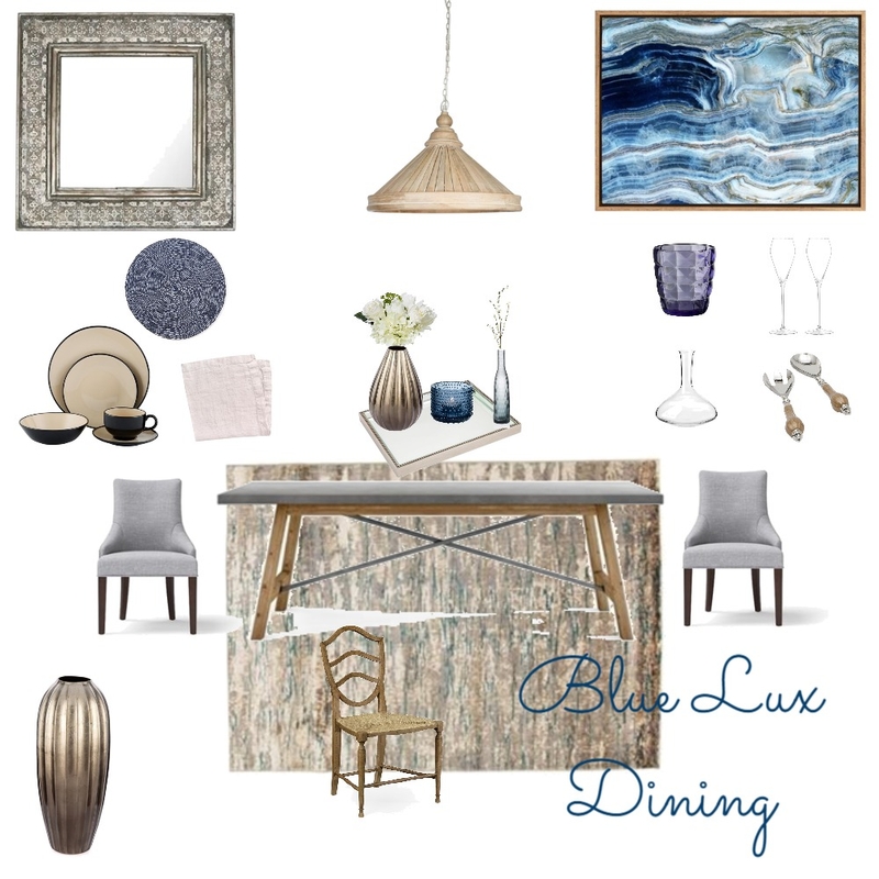 Blue Lux Dining Mood Board by the.stuff.and.the.thangs on Style Sourcebook