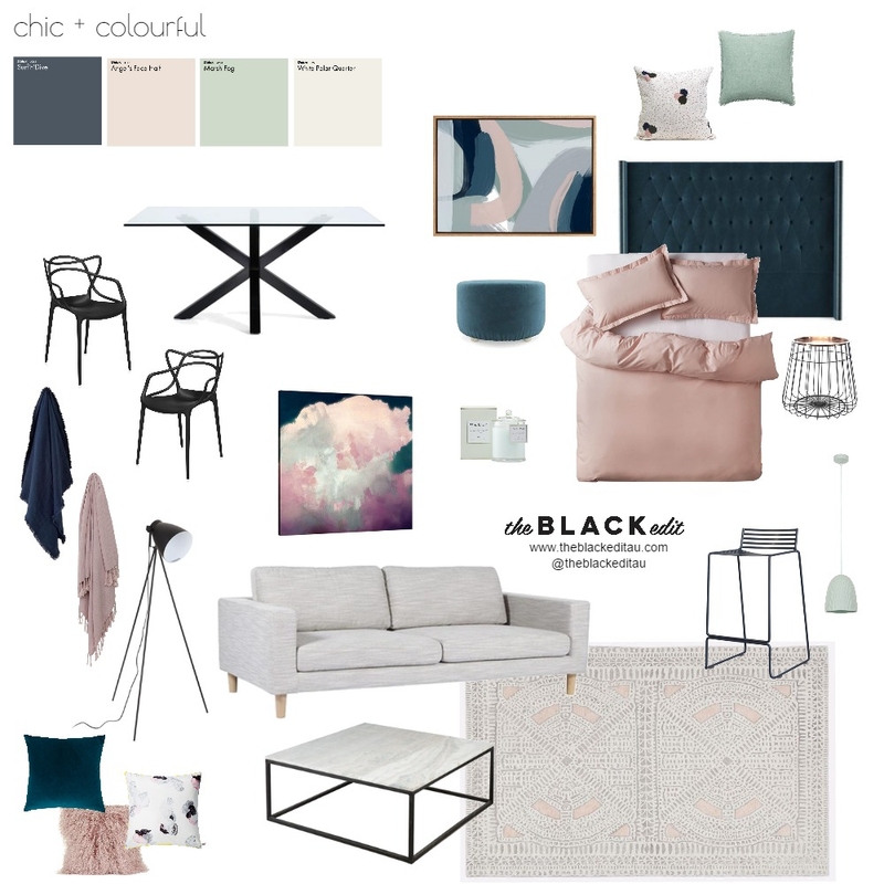 Chic and Colourful Mood Board by THE BLACK EDIT on Style Sourcebook