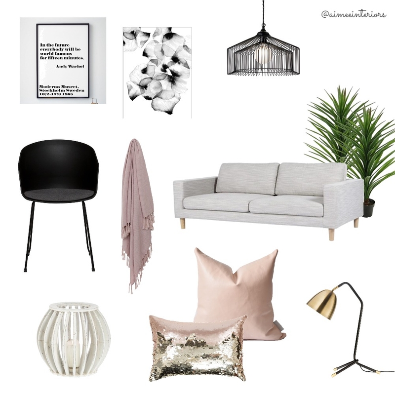 Black Pink Lounge Mood Board by Amy Louise Interiors on Style Sourcebook