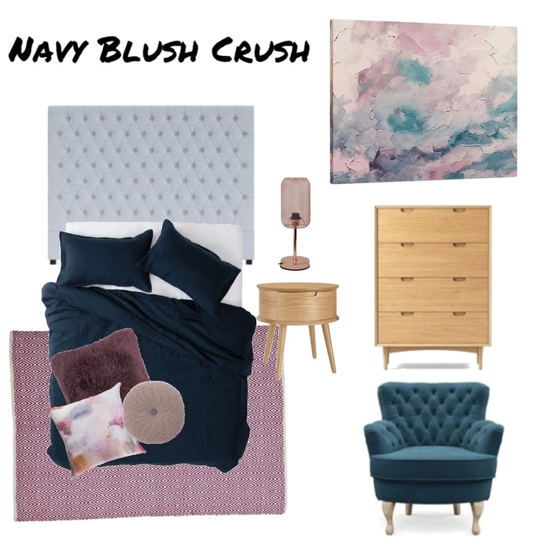 Navy Blush Crush Bedroom Mood Board by AnnieJornan on Style Sourcebook