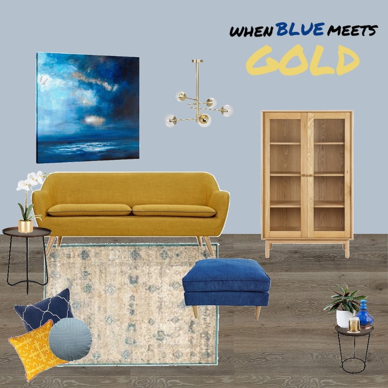 When Blue Meets Gold Mood Board by AnnieJornan on Style Sourcebook
