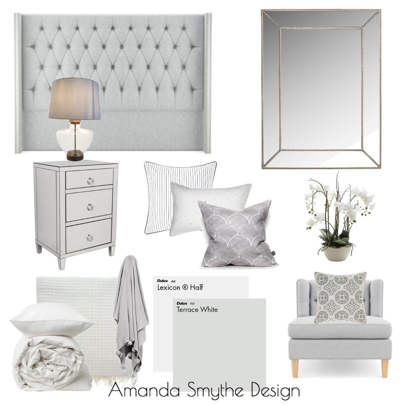 Master Bed in Greys Mood Board by Amanda Smythe Design on Style Sourcebook