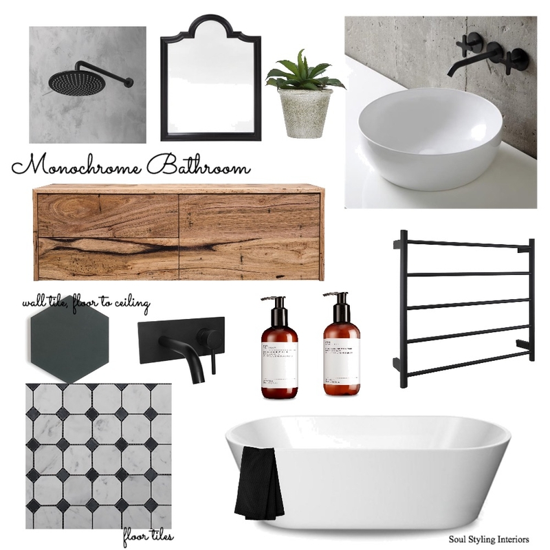 Monochrome bathroom Mood Board by Krysti-glory90 on Style Sourcebook