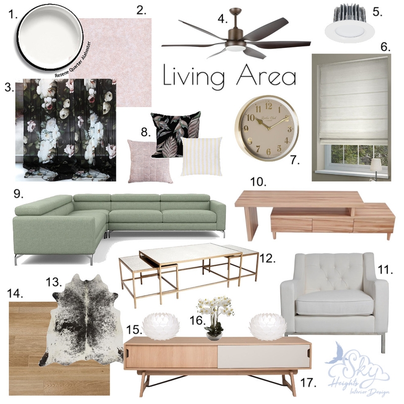 Floral Blush Living Area Mood Board by Skye Burnie on Style Sourcebook