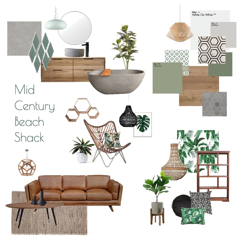 Mid Century Beach Shack Mood Board by White With One Interior Design on Style Sourcebook