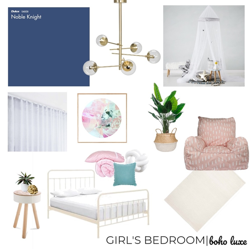 GIRL'S BEDROOM | BOHO LUXE Mood Board by mortarandnoir on Style Sourcebook