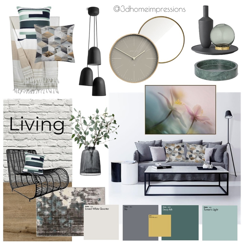 industrial living room Mood Board by 3D Home Impressions on Style Sourcebook
