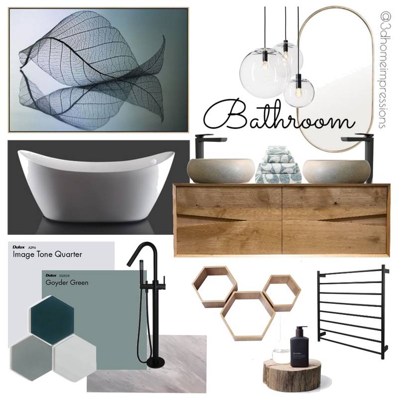 Natural Bathroom Mood Board by 3D Home Impressions on Style Sourcebook