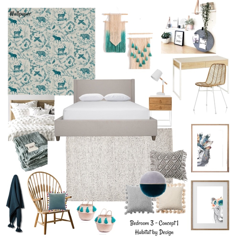 Bedroom 3 Concept 1 Mood Board by Habitat_by_Design on Style Sourcebook
