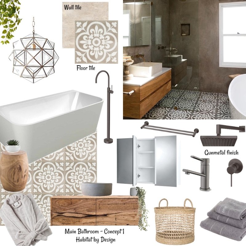 Main Bathroom Concept 1 Mood Board by Habitat_by_Design on Style Sourcebook