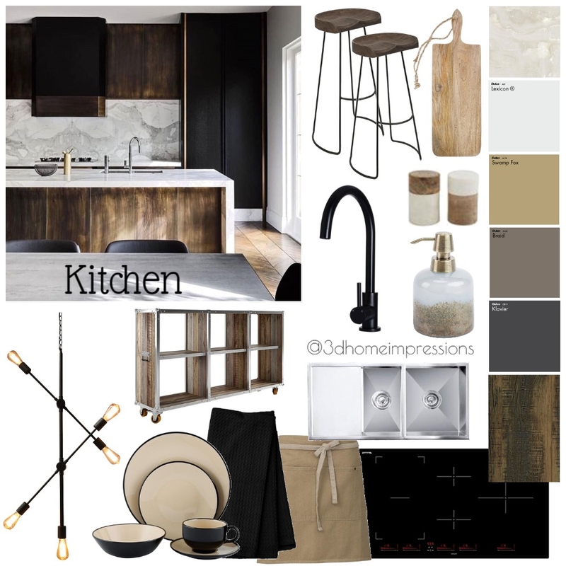 Rustic industrial Kitchen Mood Board by 3D Home Impressions on Style Sourcebook