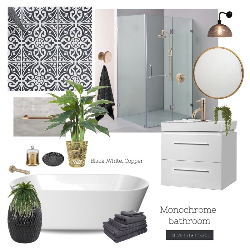Monochrome bathroom Mood Board by Silver Star Design Ltd on Style Sourcebook