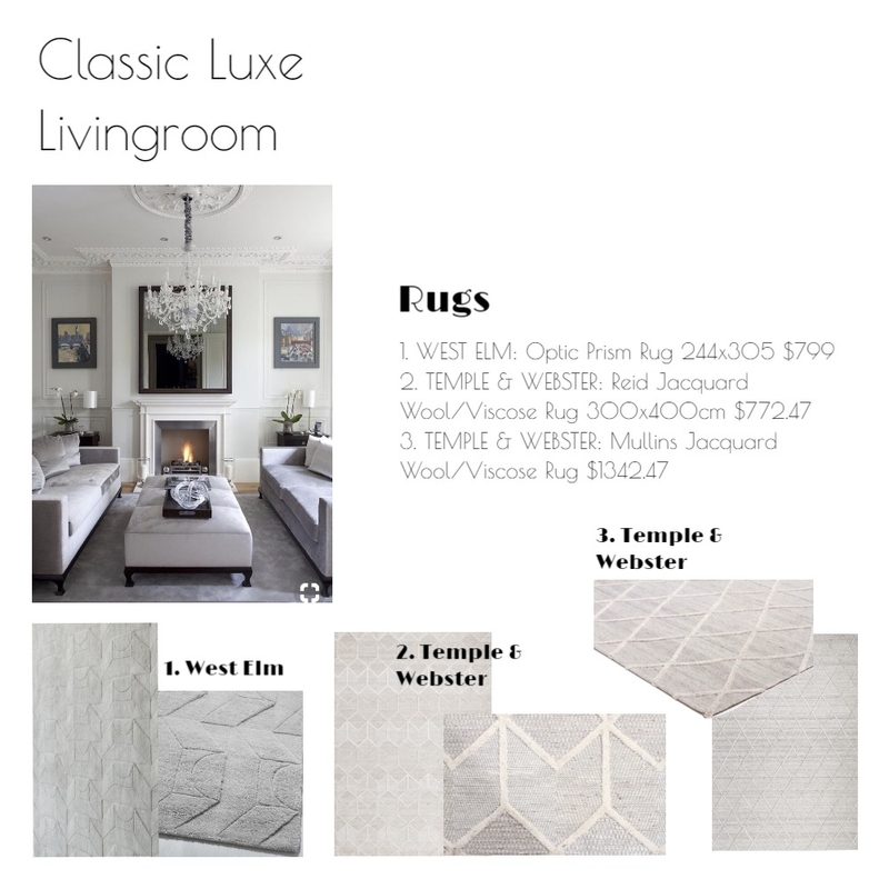 Classic Luxe Living - Rugs Mood Board by Flyingmouse inc on Style Sourcebook