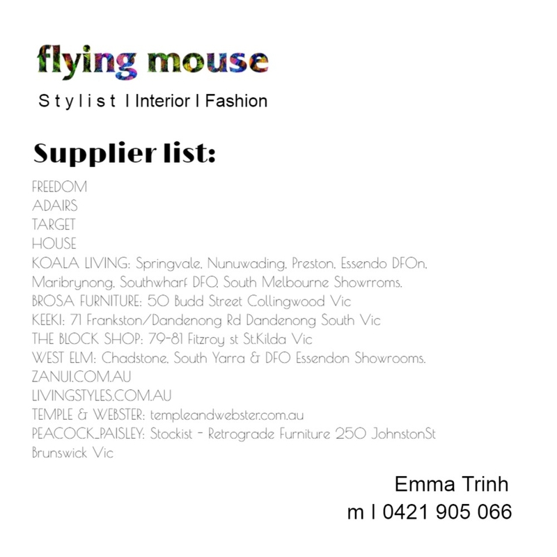 Supplier list Mood Board by Flyingmouse inc on Style Sourcebook