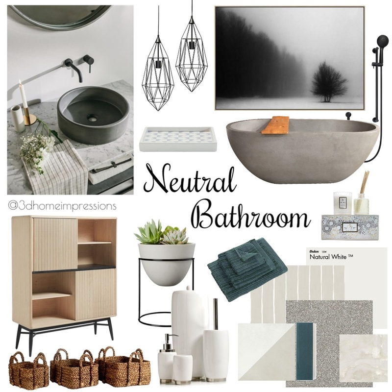 Neutral Bathroom Mood Board by 3D Home Impressions on Style Sourcebook