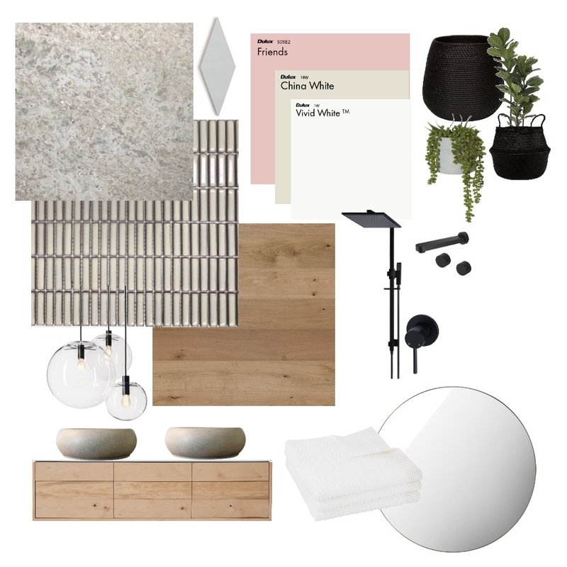 Bathroom - Black, White, Timber, Pink Mood Board by JadeCrowther on Style Sourcebook