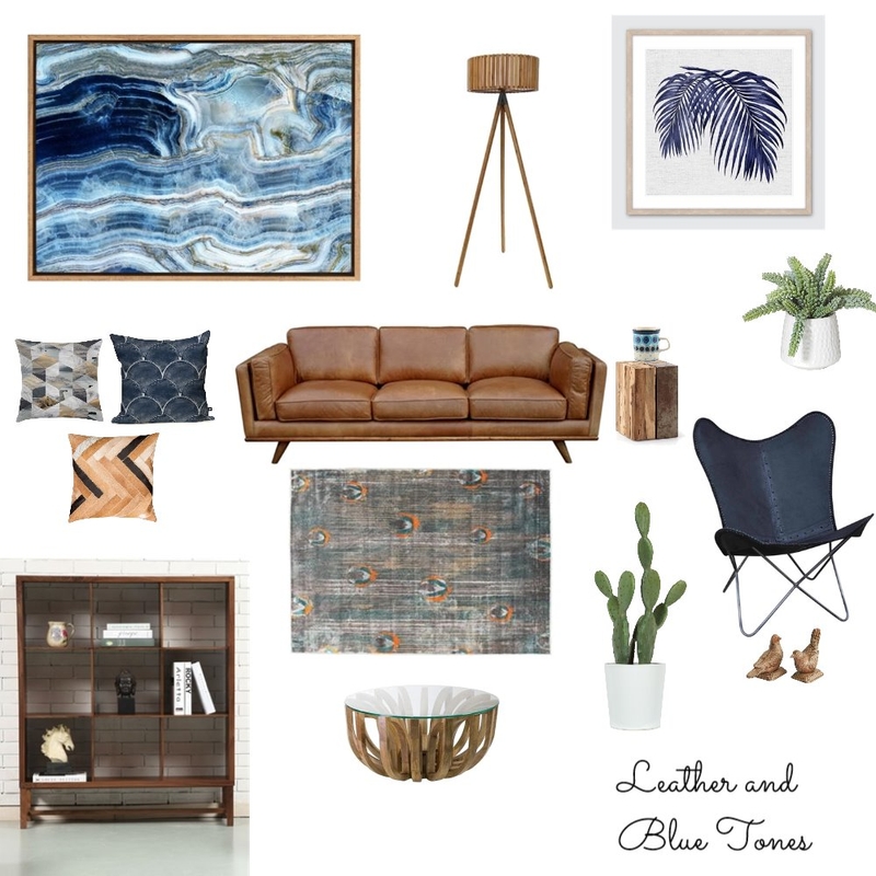 Leather and Blue Tones Mood Board by MelissaBlack on Style Sourcebook