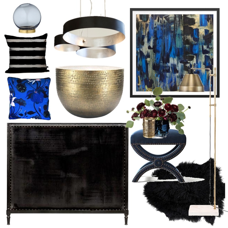 Black &amp; Blue Luxe Mood Board by Thediydecorator on Style Sourcebook