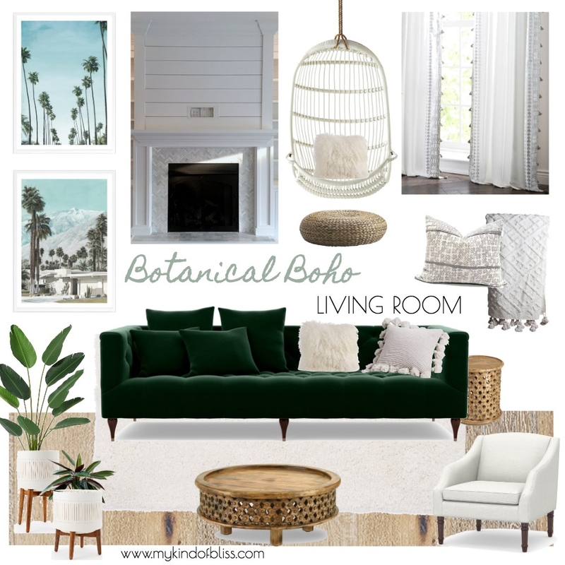 BOHO BOTANICAL LIVING ROOM Mood Board by My Kind Of Bliss on Style Sourcebook