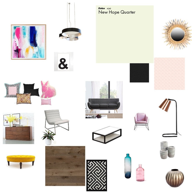 living room pink-black-white-grey Mood Board by kareng on Style Sourcebook