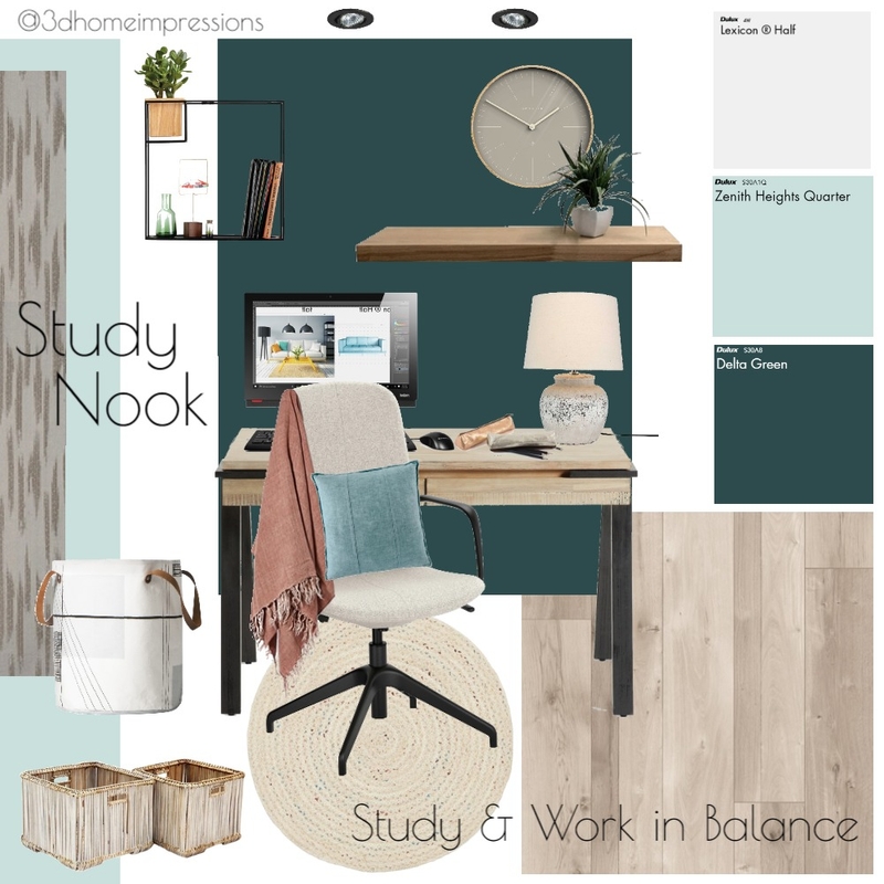 Study Nook Mood Board by 3D Home Impressions on Style Sourcebook