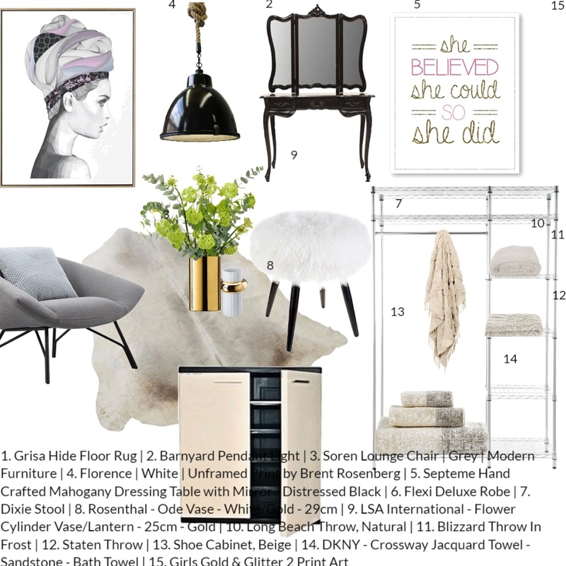Dressing Room Mood Board by Volha Interiors & Staging on Style Sourcebook