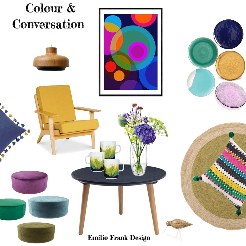 Colour &amp; Conversation Mood Board by Emilio Frank Design on Style Sourcebook
